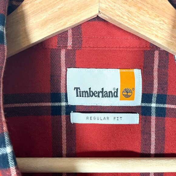 TIMBERLAND Regular Fit Light Flannel Shirt Mens XXL Burnt Orange Plaid Outdoor - Picture 5 of 10